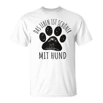 Das Leben Ist Schöner Mit Hund Gray T-Shirt - Geschenkecke