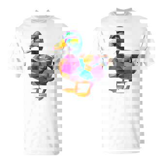 Duck Polygon Colorful Waterfowl Mallard Duck Lover Tank Top T-Shirt - Monsterry