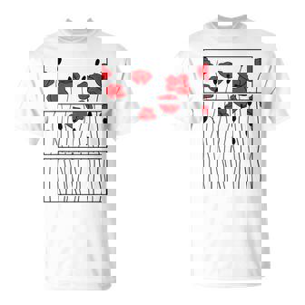 Fleur De Coquelicot Grunge Noir Et Rouge T-Shirt - Cadeauxyz