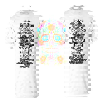 Floral Sugar Skull Day Of Dead Dia De Los Muertos Men T-Shirt - Thegiftio