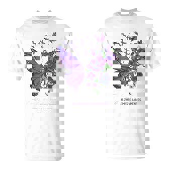 Forget Me Not Dementia Alzheimer Awareness Butterfly Flower T-Shirt - Seseable