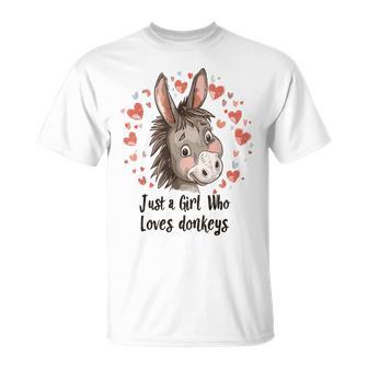 Donkeys Lover Just A Girl Who Loves Donkeys T-Shirt - Monsterry