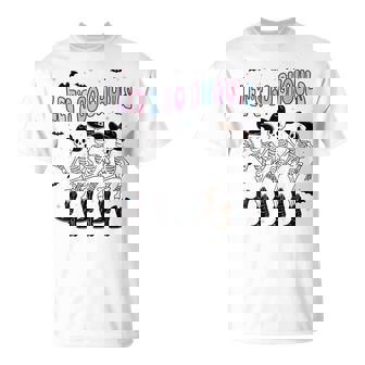 Halloween Lets Go Ghouls Dancing Skeleton Ghost Outfit T-Shirt - Monsterry