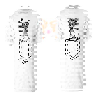 Peeking Red Border Collie Tasca Interno Cane Proprietario Maglietta - Novitaregali