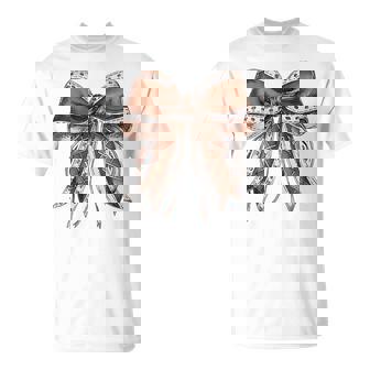 Game Day Football Bow Fall Coquette Bow Football Mom Womens T-Shirt - Monsterry