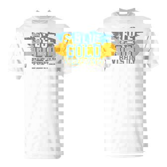 On Gameday Football We Wear Blue And Gold School Spirit T-Shirt - Thegiftio UK