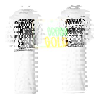 On Gameday Football We Wear Green And Gold School Spirit T-Shirt - Thegiftio UK