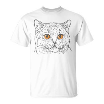 Gato Británico De Pelo Corto Con Ojos De Cobre Camiseta unisex - Regaloses
