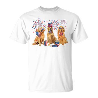 Golden Retriever Dog 4Th Of July American Usa Flag Patriotic T-Shirt - Monsterry DE