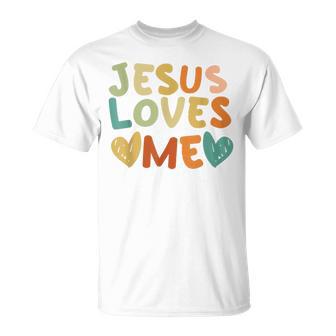 Groovy Jesus Loves Me Iglesia Cristiana Bíblica Retro Camiseta unisex - Regaloses