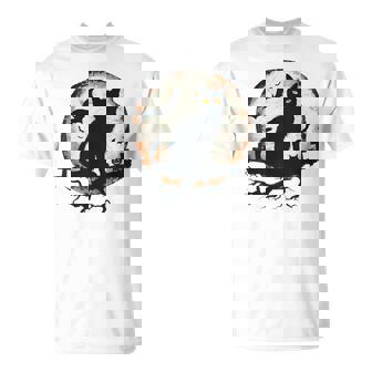 Halloween Cat Pumpkin Bat Moon Cemetery Scary T-Shirt - Thegiftio