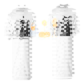 Halloween Dog Wearing Ghost Custome Dog Lovers T-Shirt | Seseable UK