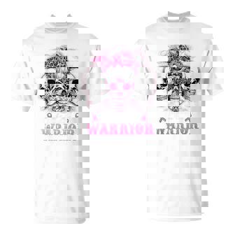 Halloween Fight Like A Warrior Sugar Skull Breast Cancer T-Shirt - Thegiftio