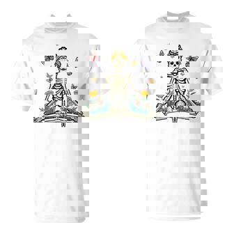 Halloween Skeleton Yoga Lotus Meditation Costume Mom Women T-Shirt - Thegiftio UK