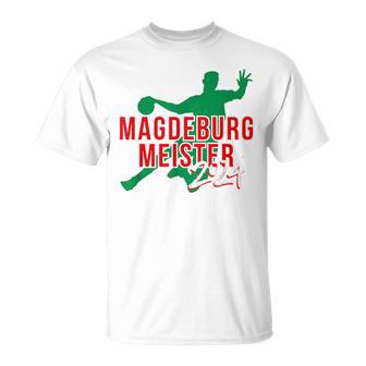 With Handball Team Magdeburg Fan Saxony-Anhalt Green Red T-Shirt - Geschenkecke