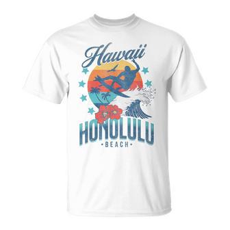 Honolulu Beach Hawaii Surfing Vintage Hawaiian Retro Surf T-Shirt | Seseable FR