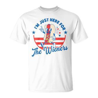 Hot Dog I'm Just Here For The Wieners 4Th Of July Women T-Shirt - Monsterry AU
