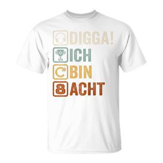 Ich Bin 8 Echt Jahre 8Th Birthday Boy Gamer T-Shirt - Seseable