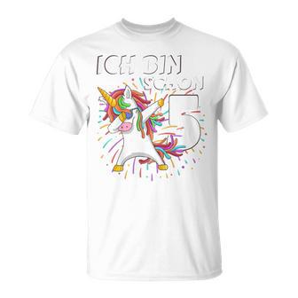 Ich Bin Schon Fünf Einhorn Dab 5Th Birthday T-Shirt - Geschenkecke