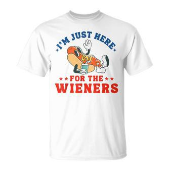 I'm Just Here For The Wieners Hot Dog Patriotic 4Th Of July T-Shirt - Monsterry