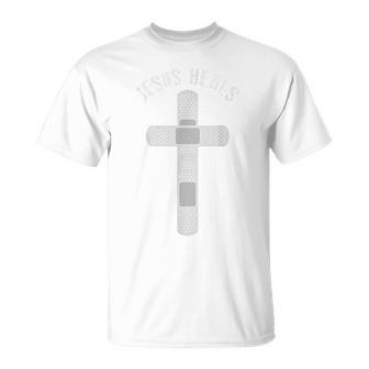 Jesus Heals Cute Band-Aid Faith & Hope T-Shirt - Monsterry
