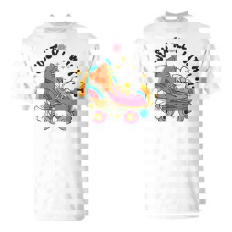 Just Roll With It Roller Skating Retro Summer Vintage Roller T-Shirt - Seseable