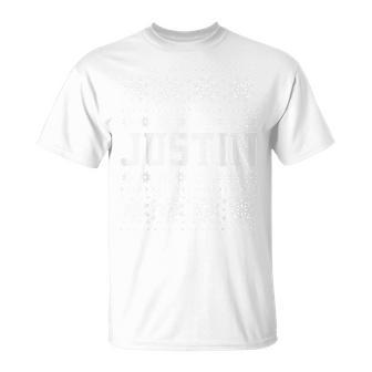 Justin Ugly Christmas Sweater Family Boys & Girls Names T-Shirt | Seseable UK