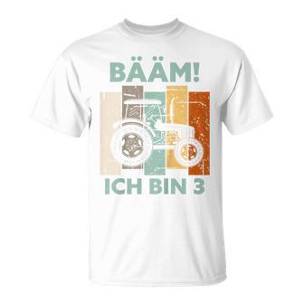 Kinder Bääm Ich Bin 3 Drei Jahre Junge 3Rd Birthday Tractor T-Shirt - Geschenkecke