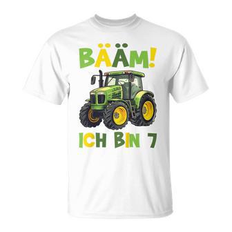 Kinder Bääm Ich Bin 7Ier Jahre Junge 7Th Birthday Tractor T-Shirt - Geschenkecke