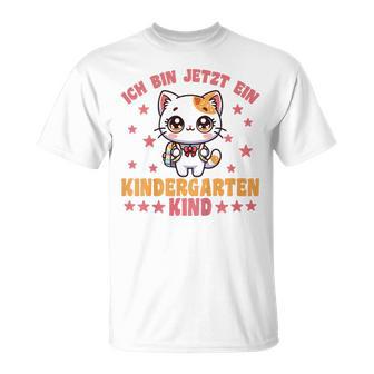 Kinder Ich Bin Jetzt Ein Kindergartenkind Kindergarten Cat German T-Shirt - Geschenkecke