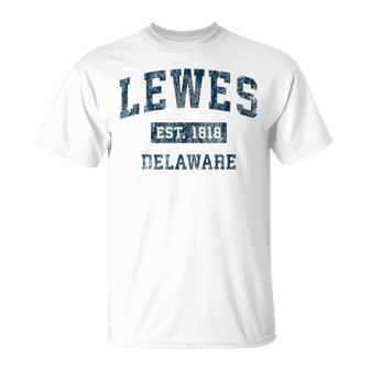 Lewes Delaware Deintage-Sportdesign Marineblau-Druck T-Shirt - Geschenkecke