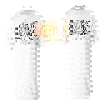 Love Fall Y'all Pumpkin Dog Paw Print Autumn Falling T-Shirt | Seseable UK