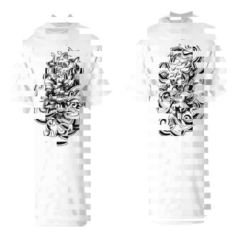 Máscara Japonesa Oni Mitología Japón Tatuaje Arte Dibujo Camiseta unisex - Regaloses