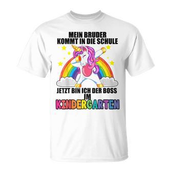 Mein Bruder Kommt Zur Schule Jetzt Bin Ich Kindergarten Boss T-Shirt - Geschenkecke