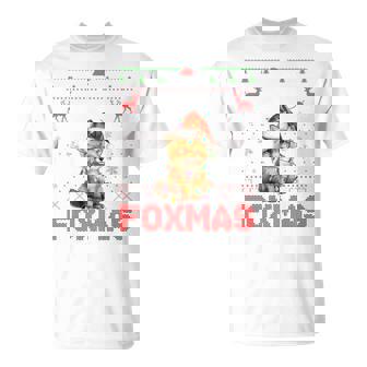 Merry Foxmas Santa Fox Lights Fox Lovers Ugly Xmas Sweater T-Shirt | Mazezy