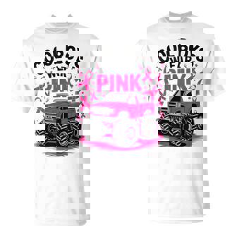 Monster Truck Breast Cancer Awareness Cool Boys Wear Pink T-Shirt - Monsterry