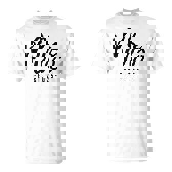 Mrs Est 2025 Just Married Wedding Party Mr & Mrs Bride T-Shirt - Monsterry