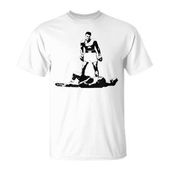 Muhammed Boxer Legend Ali Graffition Einem KO Blue T-Shirt - Geschenkecke