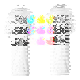 Nine Cool Rubber Ducks Rainbow Duckie Squeaky Rubber Ducky T-Shirt - Thegiftio