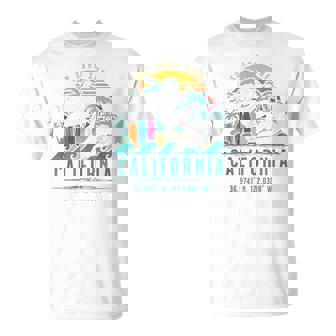 Palmeras Retro Santa Cruz Beach California Sol Arena Surf Sin Mangas Camiseta unisex - Regaloses