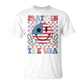 Party In The Usa Usa Flag Smile Face For 4Th Of July T-Shirt - Monsterry DE