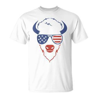 Patriotic Bison 4Th Of July Usa American Flag Fourth Of July T-Shirt - Monsterry CA