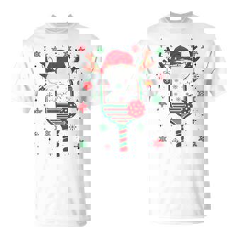 Pickleball Player Christmas Holiday Reindeer Xmas Men T-Shirt - Monsterry