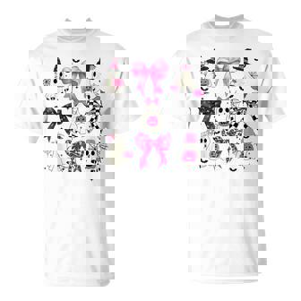 Pink Ghost Bow Coquette Halloween Spooky Season Girls T-Shirt - Seseable