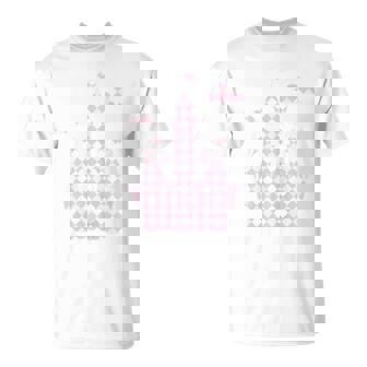 Pink Girl's Castle Checkered Pattern Background Graphic T-Shirt - Monsterry