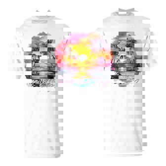 Plage Coucher De Soleil Palmieracances D'été Mers Le Jour T-Shirt - Cadeauxyz