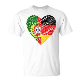 Portugal Germany Heart Germany Flag Portuguese Flag Heart Blue T-Shirt - Seseable