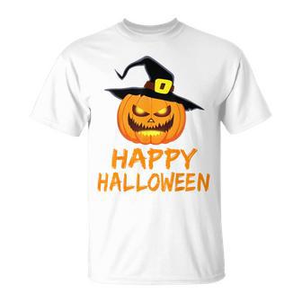 Pumpkin With Hat Happy Halloween Costume Children T-Shirt | Seseable CA