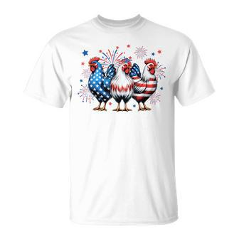 Red White Blue Chicken Usa Flag Firework 4Th Of July T-Shirt - Monsterry UK