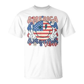 Retro 4Th Of July America Vibes Smile Face Girls T-Shirt - Monsterry DE